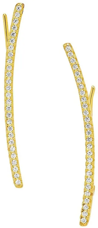 14K Gold Plated Siren CZ Ear Crawler Earrings
