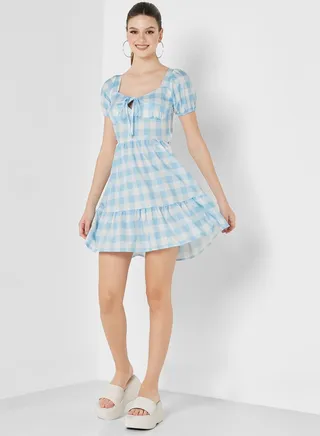 Checkered Print Dress