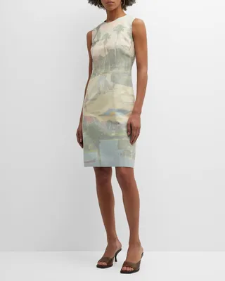 Harpson Sleeveless Printed A-Line Midi Dress