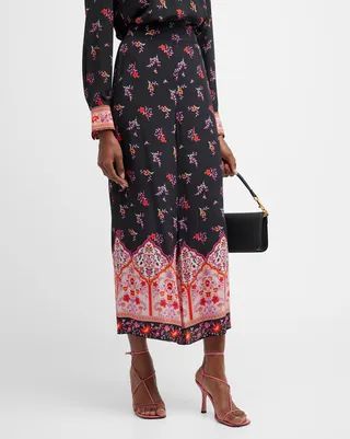 Ave Cropped Floral-Print Wide-Leg Pants