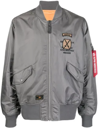 Embroidered-Logo Detail Bomber Jacket