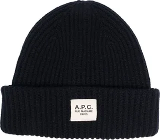 Logo-Patch Rib-Knit Beanie