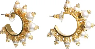 Pearly Huggie Hoop Earrings