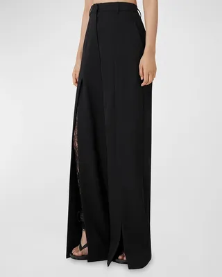 Split-Hem Wide-Leg Wool Trousers