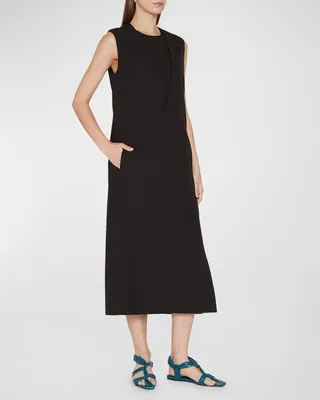 Deep V Tailored Midi Dress