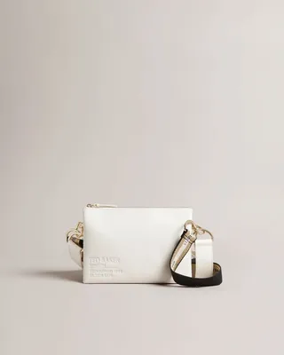 Branded Webbing Crossbody Bag in Ecru