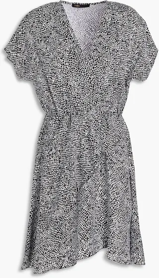 Romela wrap-effect printed cupro-twill mini dress