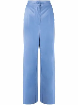 Faux-Leather Straight-Leg Trousers