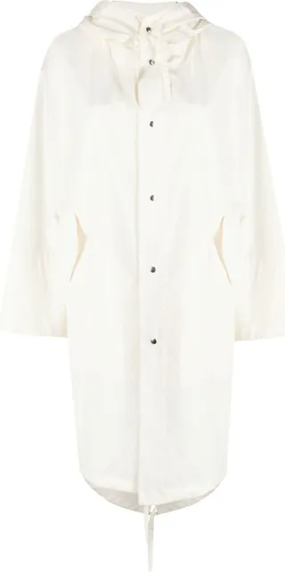 White Logo Print Hooded Parka