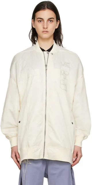 Rick Owens DRKSHDW Off-White Nylon Bomber Jacket