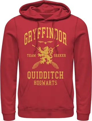 Men's Harry Potter Gryffindor Quidditch Gold Team Seeker Pull Over Hoodie - Red - Large