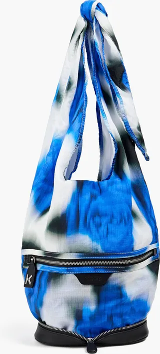 Leather-trimmed printed ripstop shoulder bag