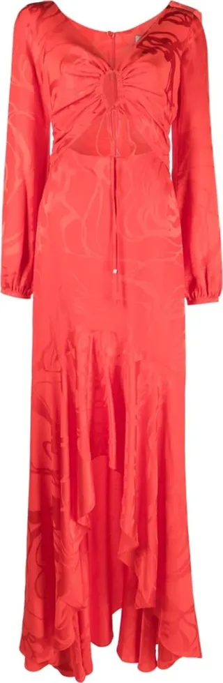 Ruffled Jacquard Gown