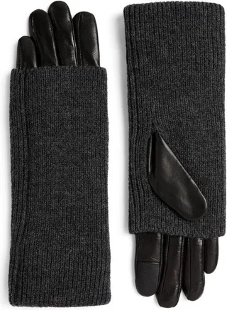 Allsaints Leather Cuffed Zoya Gloves