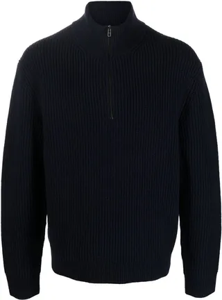 Ribbed Knit Half Zip Jumper