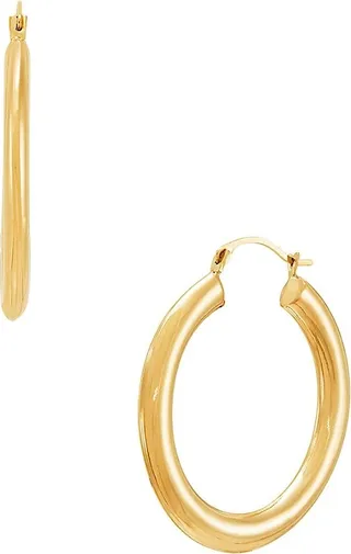 14K Yellow Gold Round Hoop Earrings