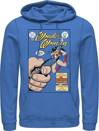 Men's Justice League Shrinking Woman Comic Book Cover Pull Over Hoodie - Royal Blue - Large