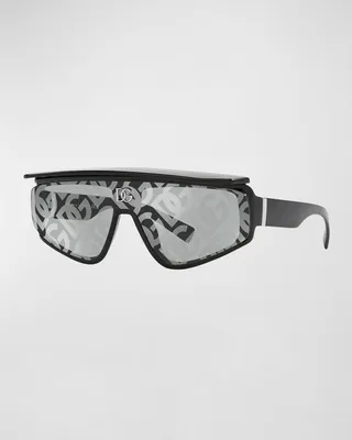 Interlocking DG Mirrored Plastic Shield Sunglasses