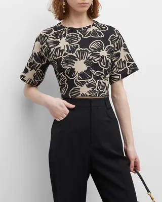 Apotema Floral-Print Short-Sleeve Crop T-Shirt
