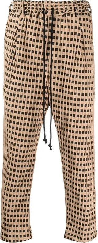 Check-Print Straight-Leg Trousers