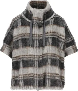 Brunello Cucinelli Checked Short-Sleeved Jacket