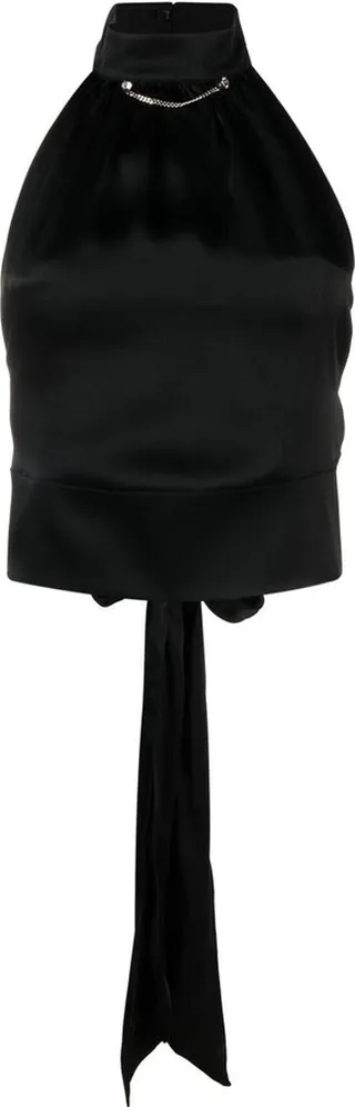 Halterneck Satin Crop Top
