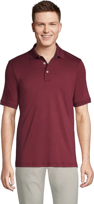 Lands' End Men's Short Sleeve Super Soft Supima Polo Shirt - Small - Rich Burgundy