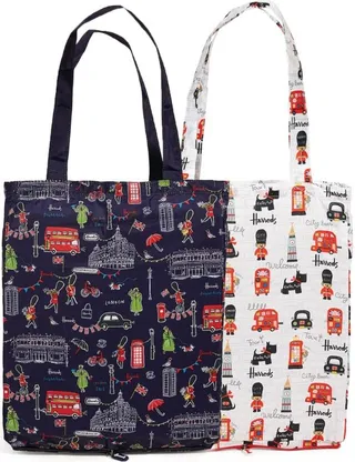 Harrods Recycled City Bear And Sw1 Pocket Shopper Bag (Set Of 2)