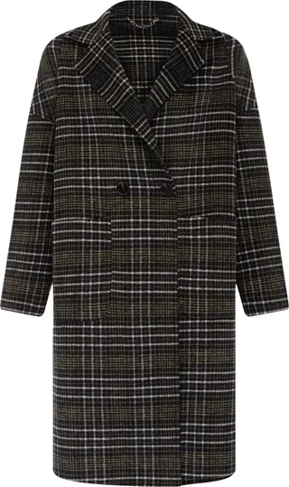 Belle & Bloom - Publisher Double-Breasted Wool Blend Coat - Black Plaid
