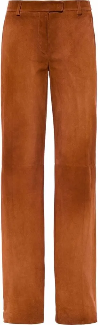 Suede Straight-Leg Trousers