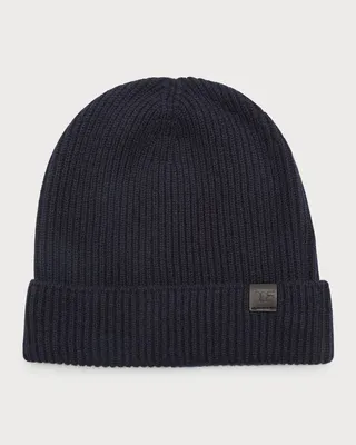 Men's Cashmere Ribbed Beanie Hat