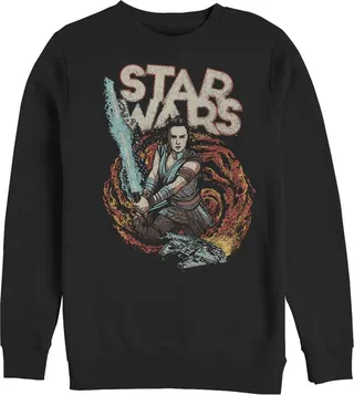 Men's Star Wars: The Rise of Skywalker Rey Retro Swirl Sweatshirt - Black - X Large