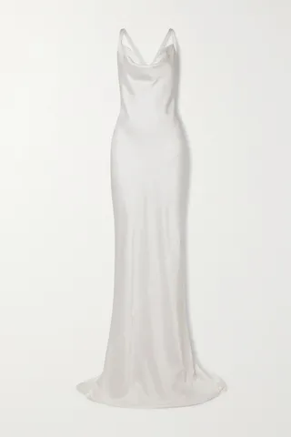 Norma Kamali - Open-back Satin Gown - White