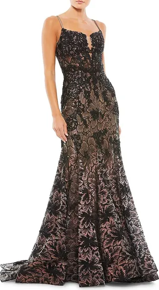 Embroidered Lace Mermaid Gown