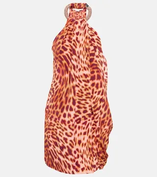 Printed silk halterneck minidress