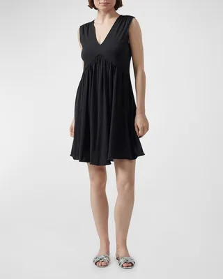 Sleeveless V-Neck Pleated Mini Dress
