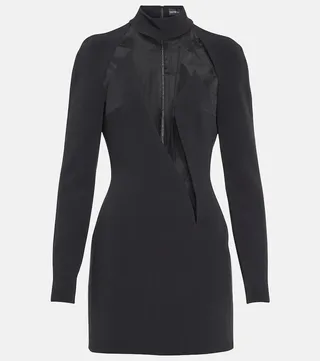 Mesh-panel mockneck minidress