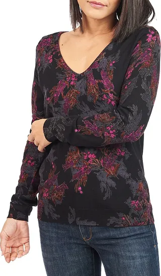 Floral V Neck Sweater