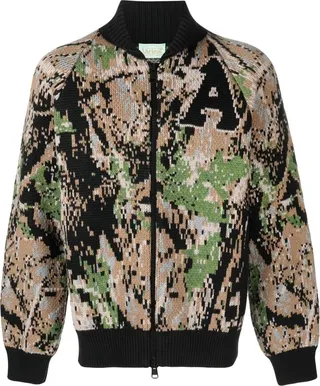 Camouflage-Jacquard Bomber Jacket
