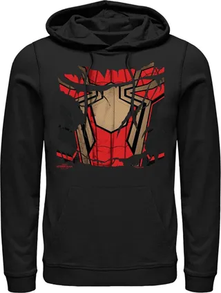 Men's Marvel Spider-Man: No Way Home Ripped Iron Suit Pull Over Hoodie - Black - 2X Large