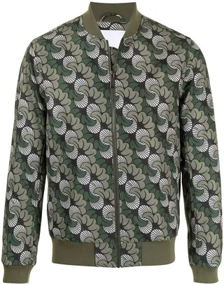Abstract-Print Bomber Jacket