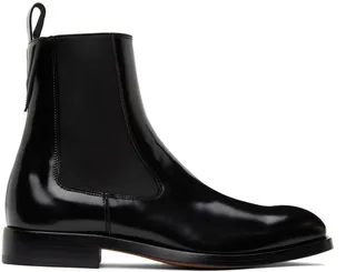 Versace Black Polished Chelsea Boots