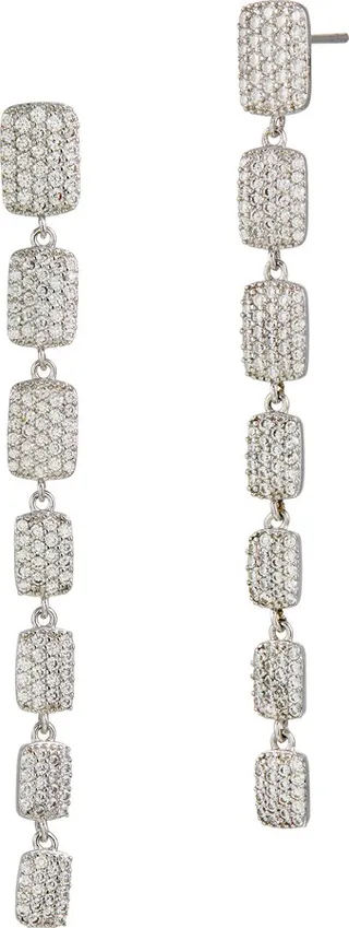 18K White Gold Plated CZ Drop Earrings