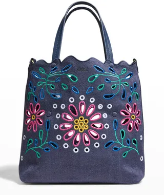 Kamilla Small Flower North-South Tote Bag