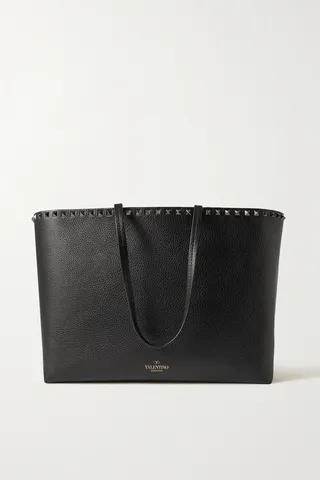 Valentino Garavani - Valentino Garavani Rockstud Textured-leather Tote - Black