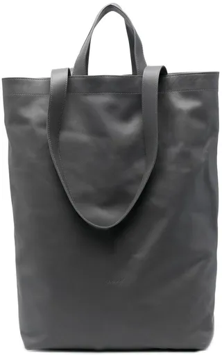 Embossed-Logo Leather Tote Bag