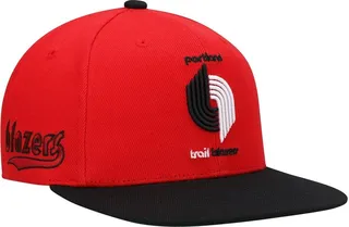 Men's Mitchell & Ness Red and Black Portland Trail Blazers Hardwood Classics Snapback Hat