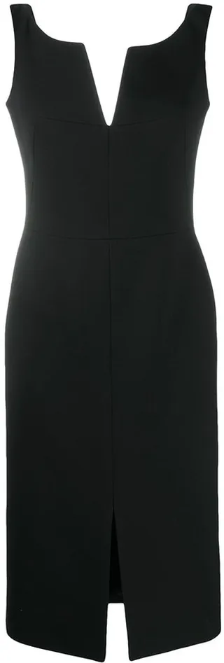 Slot Neckline Midi Dress