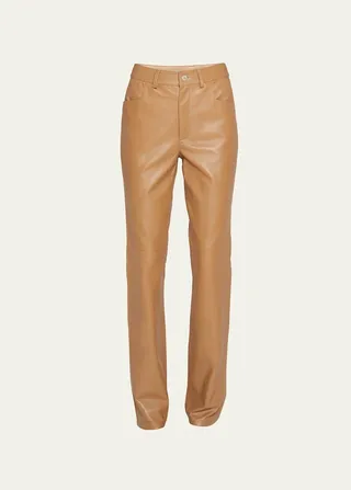 Aster Mid-Rise Leather Bootcut Pants