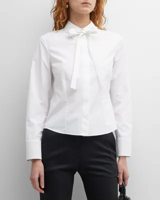 Bow-Neck Collared Shirt